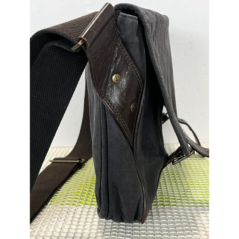 Jack Spade Canvas Messenger Bag Charcoal Gray rugged good